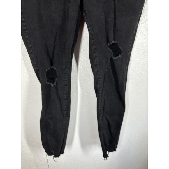 Old Navy Jeans Womens 16 Black Rockstar Super Skinny Ankle Mid-Rise Ripped - Picture 9 of 11